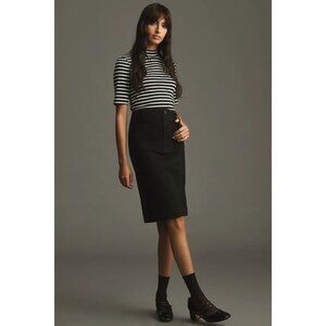 MAEVE ANTHROPOLOGIE colette skirt black XL knee length pencil straight stretch